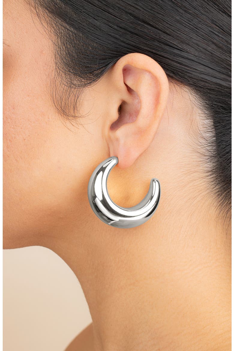 Eclipse Hoop Earrings, Alternate, color, SILVER