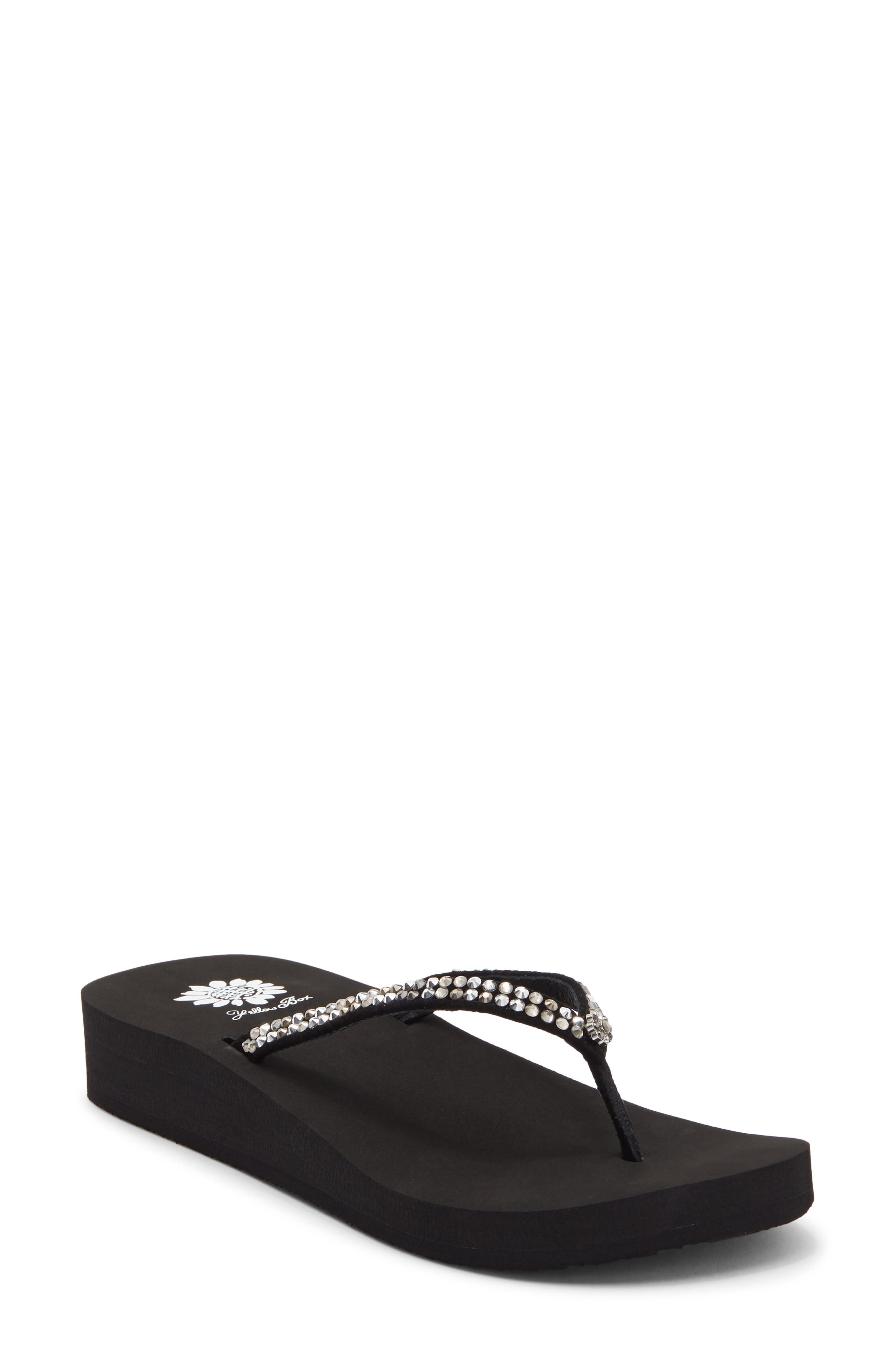 Yellow Box Premium Jello Flip Flop Jewelled Sandal, Main, color, Black Pewter