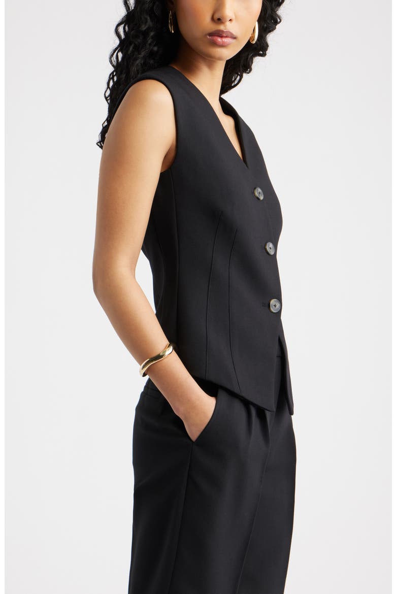 Icon Twill Darted Waistcoat, Alternate, color, BLACK