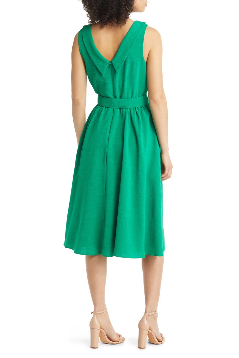 Donna Ricco Sleeveless Belted A-Line Dress, Alternate, color, GREEN