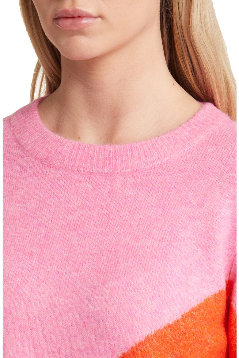 Plaza Colorblock Crewneck Sweater, Alternate, color, SACHET PINK DETAIL W