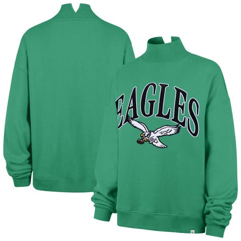 Women's '47 Kelly Green Philadelphia Eagles Oversized Vantage Mock Neck Sweatshirt
