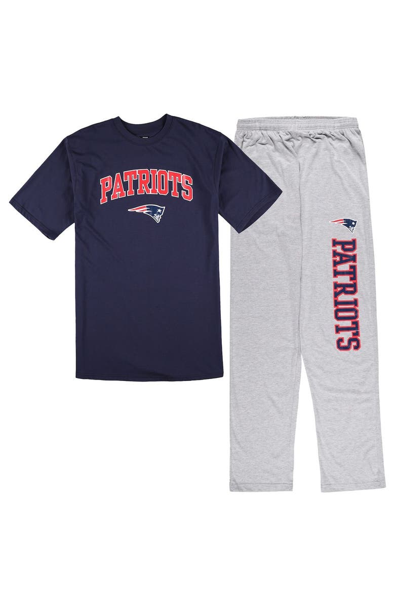 CONCEPTS SPORT Men's Concepts Sport Navy/Heather Gray New England Patriots Big & Tall T-Shirt & Pajama Pants Sleep Set, Main, color, Navy