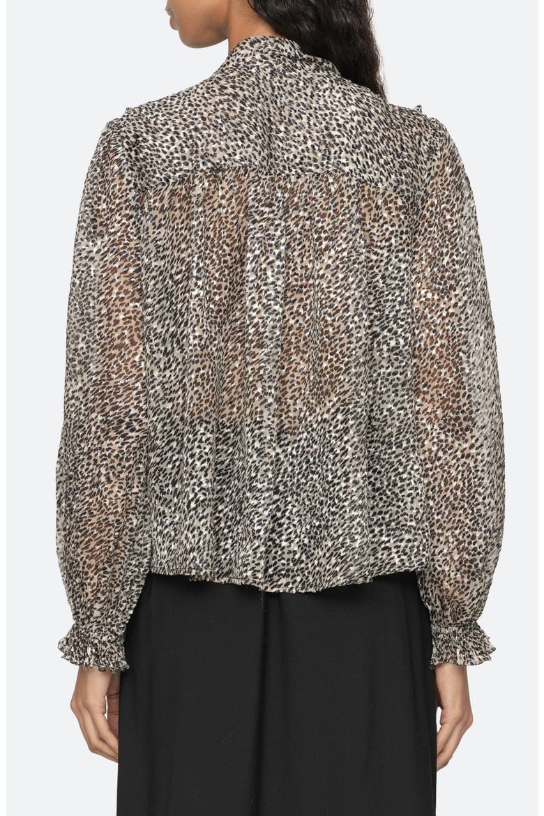 Charlize Print Ruffle Tie Neck Top, Alternate, color, CREAM