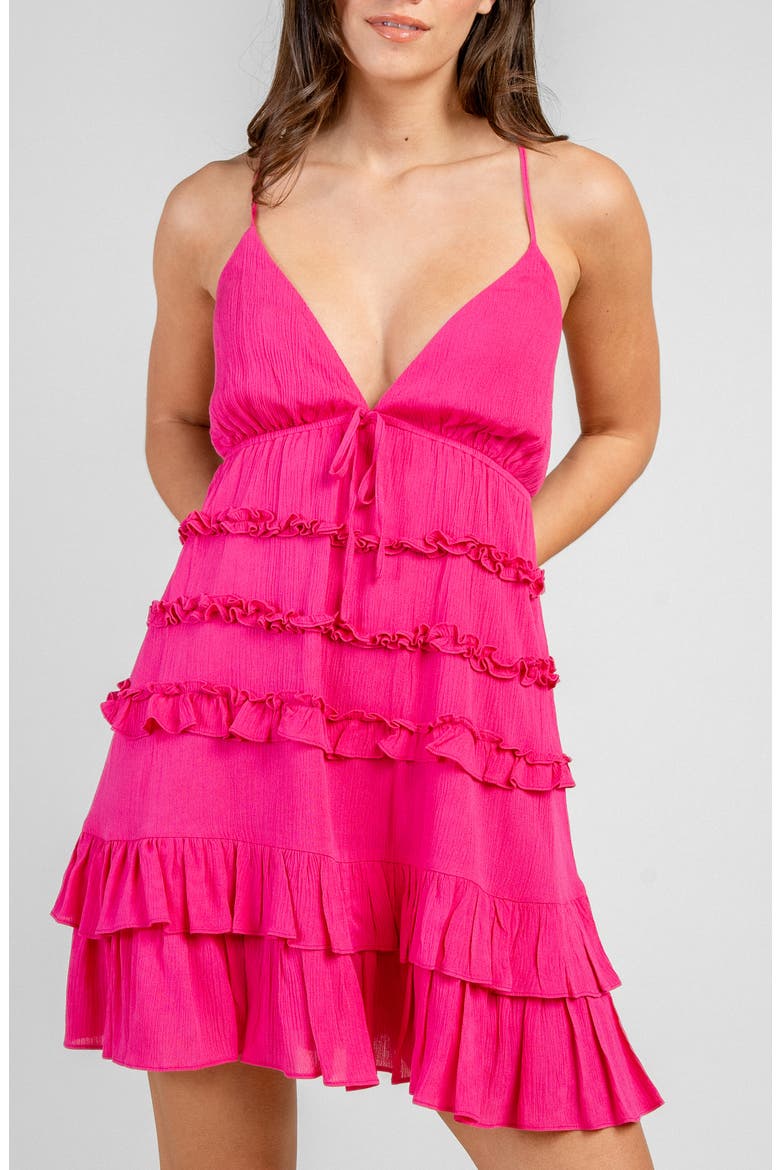 Ruffle Tiered Minidress, Alternate, color, FUCHSIA