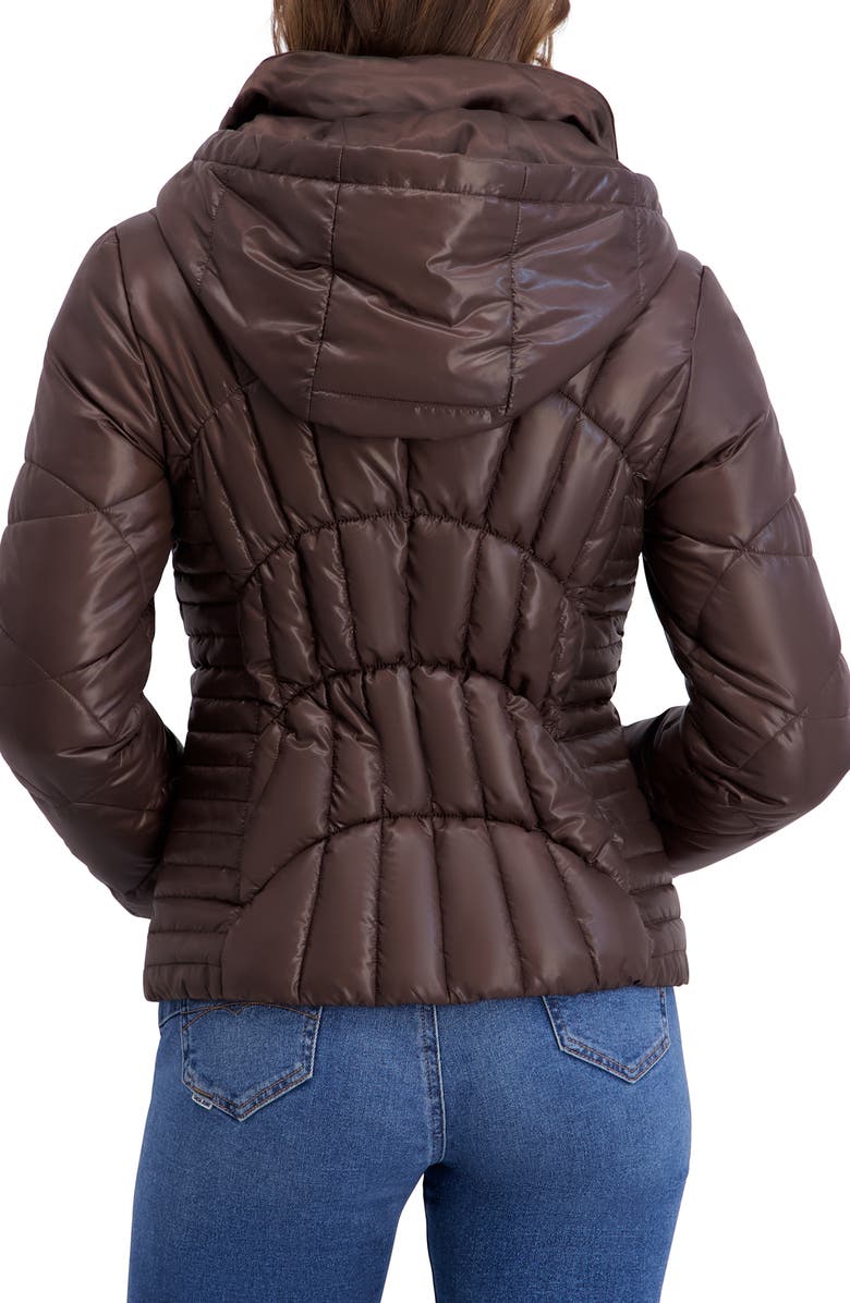 Kensie Hooded Puffer Jacket, Alternate, color, Chocolate