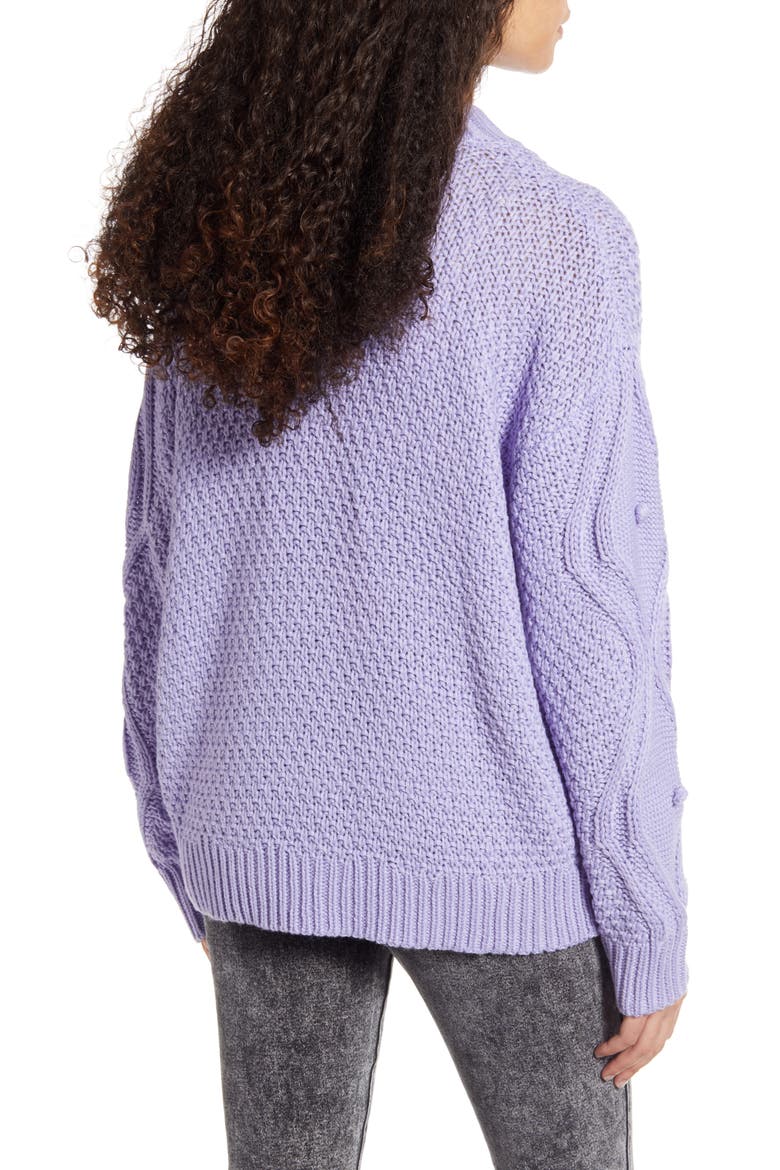 Textured Cable Sweater, Alternate, color, LAVENDER