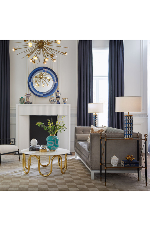 Jonathan Adler Eden Cinched Vase In Teal/gold