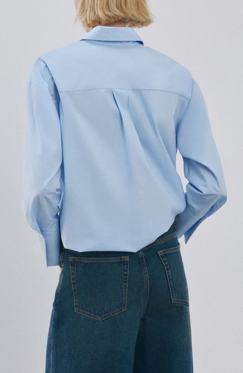 MANGO Embroidered Floral Button-Up Shirt, Alternate, color, Sky Blue