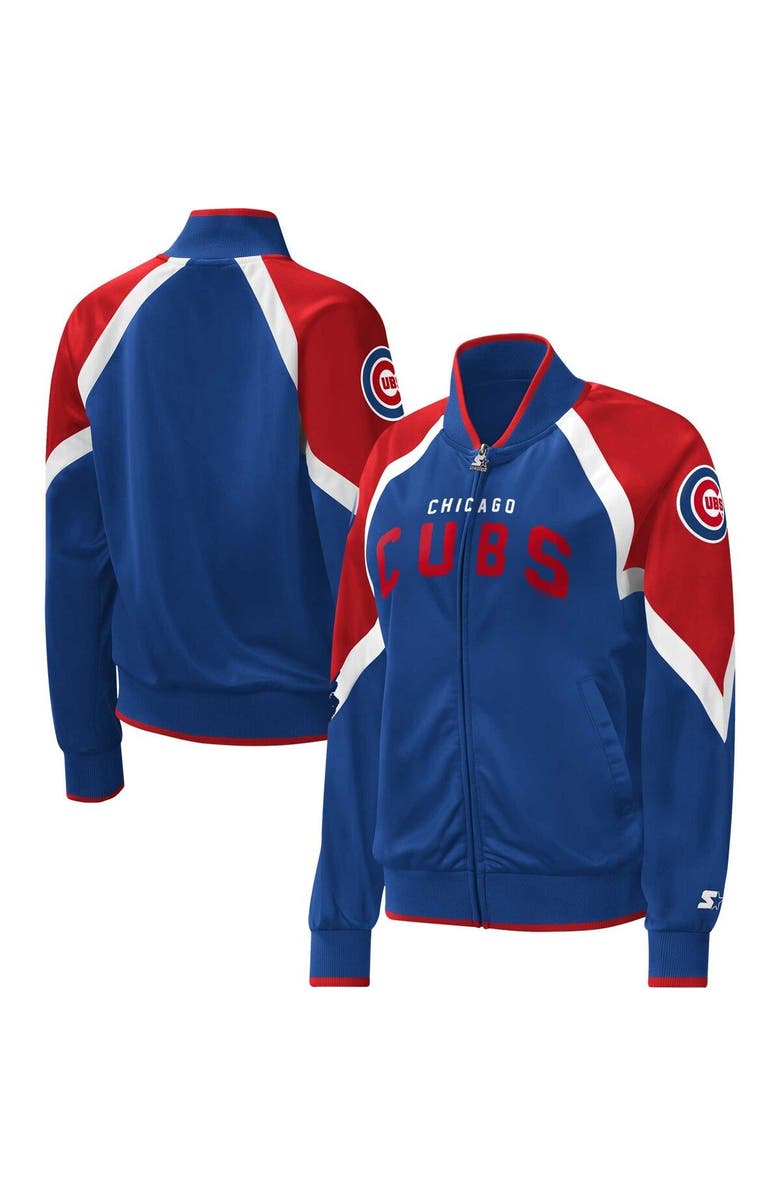 STARTER Women's Starter Royal Chicago Cubs Touchdown Raglan Full-Zip Track Jacket, Alternate, color, Royal