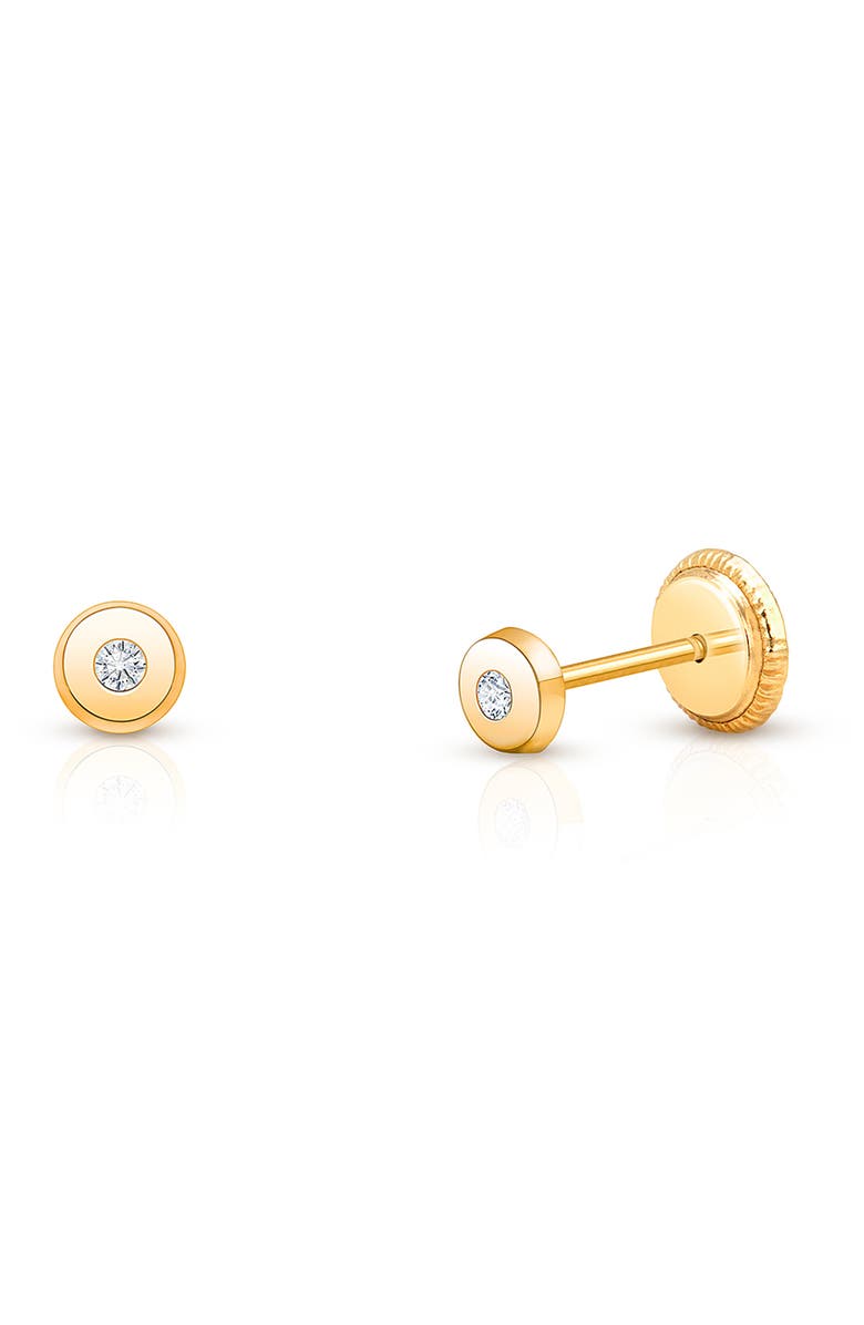 Tiny Blessings 14K Gold Little Darling Genuine Diamond Studs Screw Back Earrings, Main, color, 14K Yellow Gold