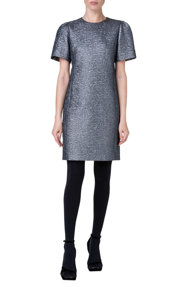 Akris punto Metallic Jacquard Shift Dress, Main, color, 