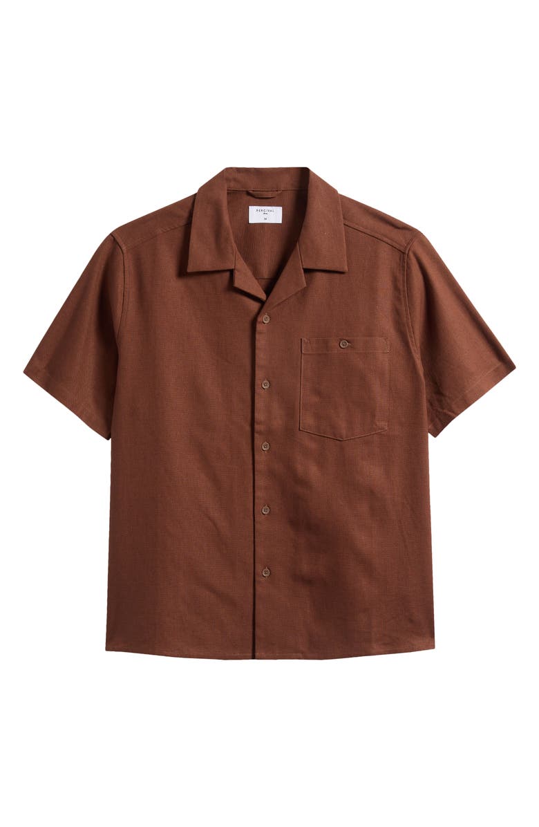 Percival Cuban Linen Camp Shirt, Main, color, Brown