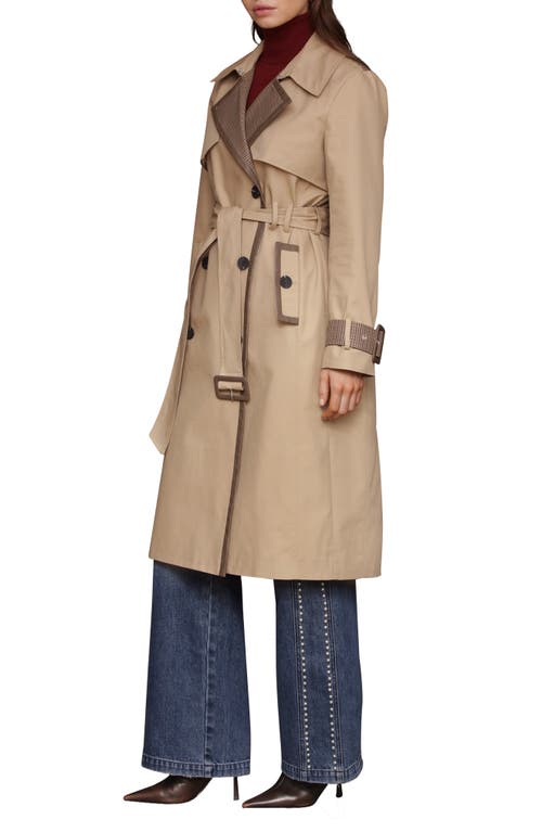 Avec Les Filles Pattern Block Trench Coat In Neutral