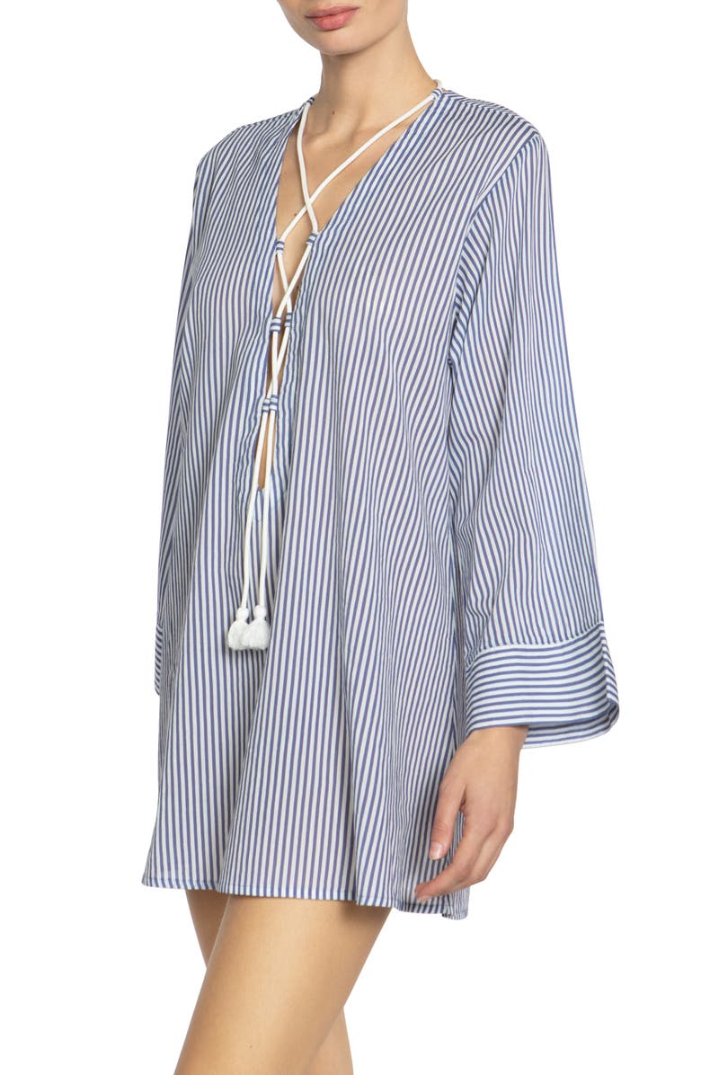 Robin Piccone Harper Lace Up Cotton Cover-Up Tunic, Alternate, color, 
