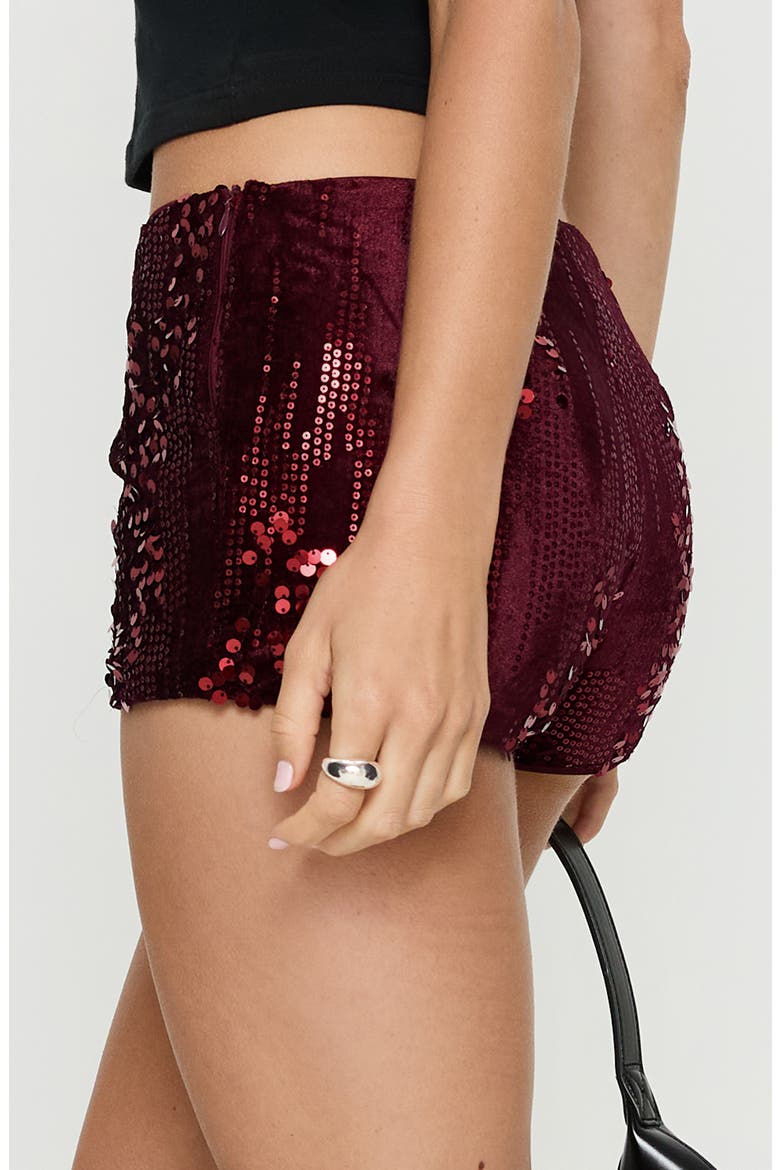 Showtime Micro Sequin Shorts, Alternate, color, BURGUNDY