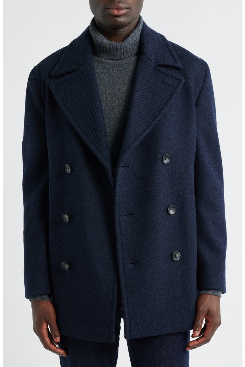 Everett Wool Blend Twill Peacoat, Alternate, color, NAVY TWILL
