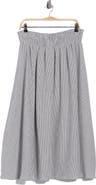 Renee C Pinstripe Smocked Waist Cotton Blend Skirt