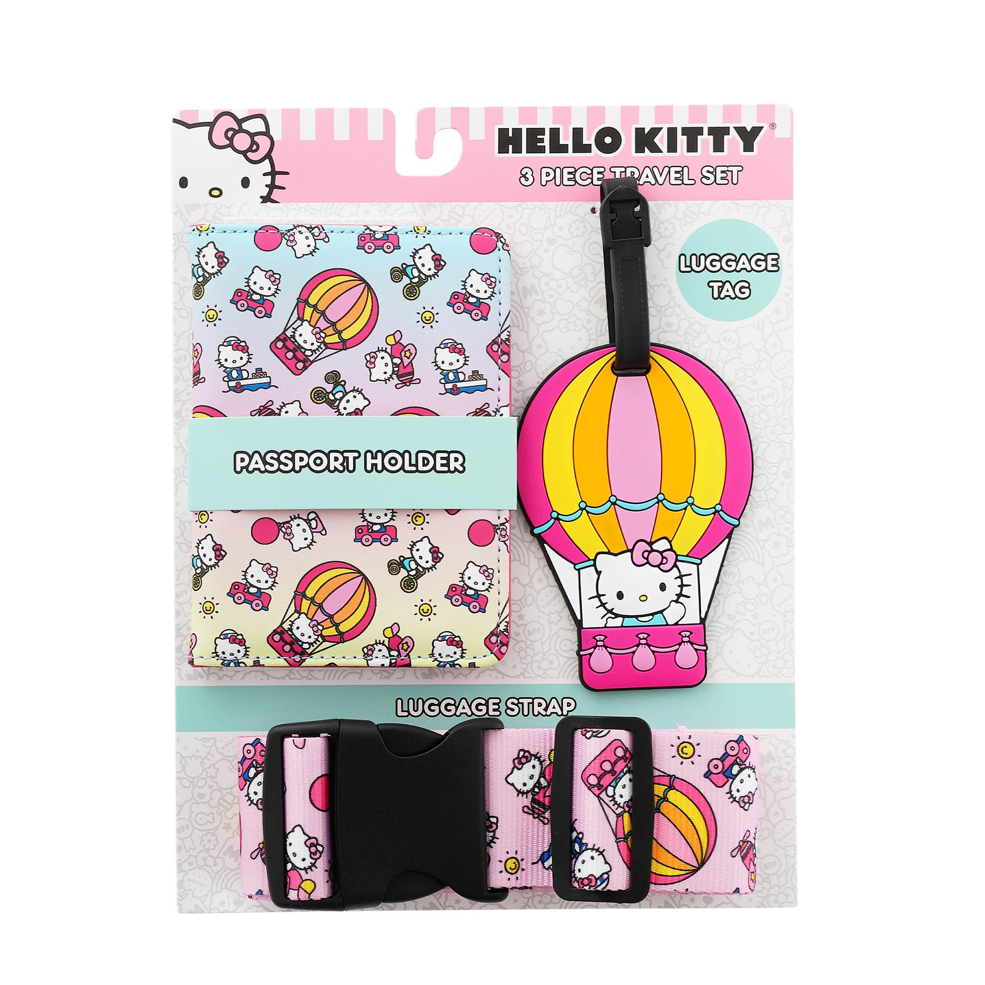 Hello Kitty Passport Holder, Luggage Tag, Luggage Strap Gift Travel Set, Alternate, color, 