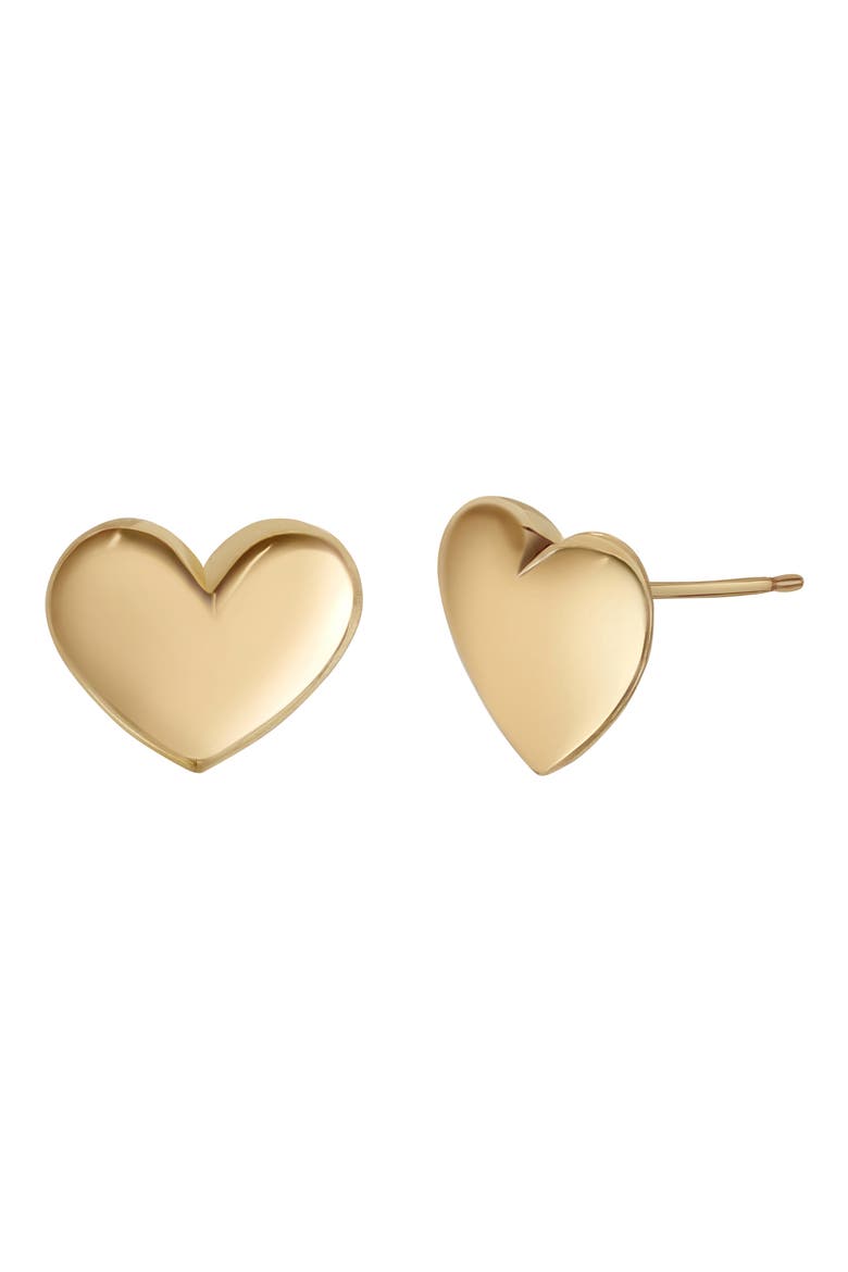 14K Gold Puffy Heart Stud Earrings, Main, color, 14K YELLOW GOLD