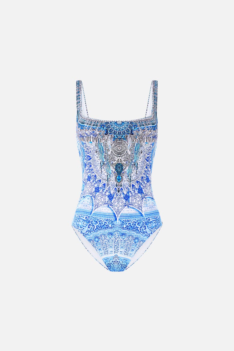 Underwire Square Neck One Piece With Scoop Back, Main, color, The Bosphorous