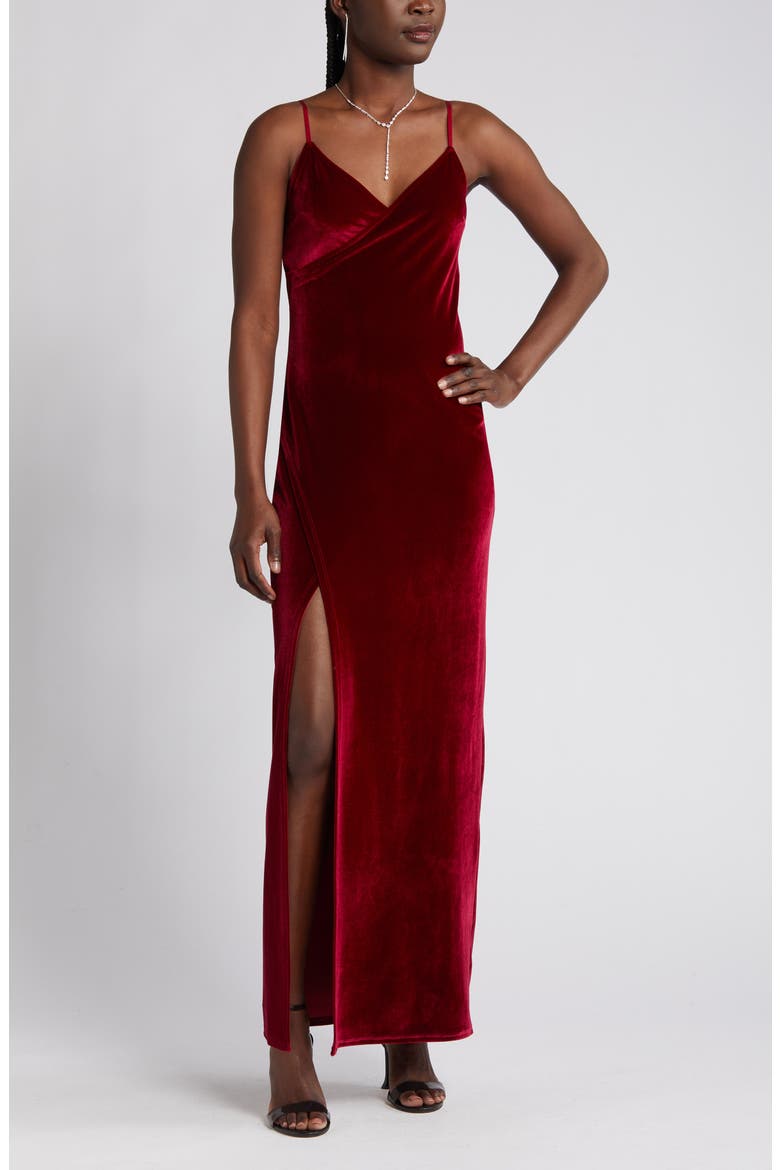 Debut Diva Velvet Gown, Alternate, color, BURGUNDY