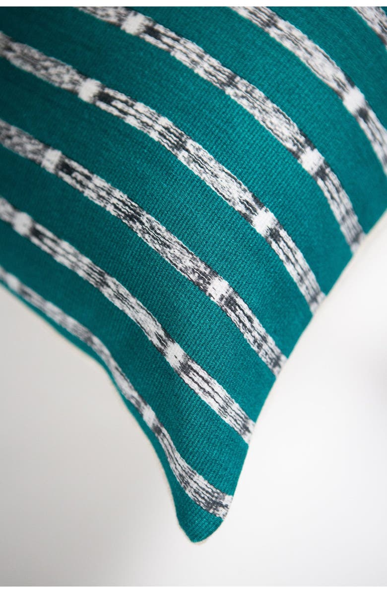 Archive New York Vintage Handwoven Teal Green Ikat  Throw Pillow, Alternate, color, Green