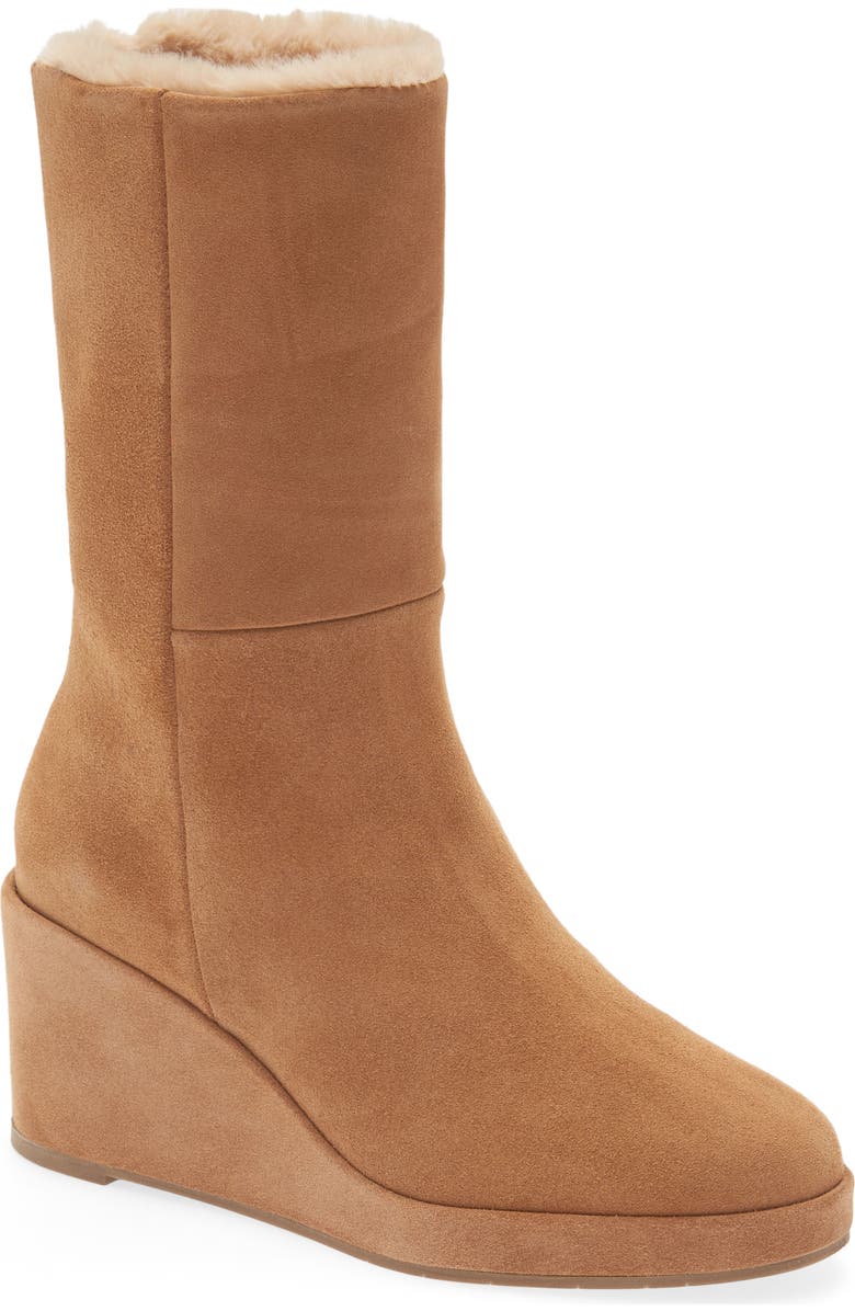 Aquatalia Imperia Faux Fur Lined Wedge Bootie, Main, color,