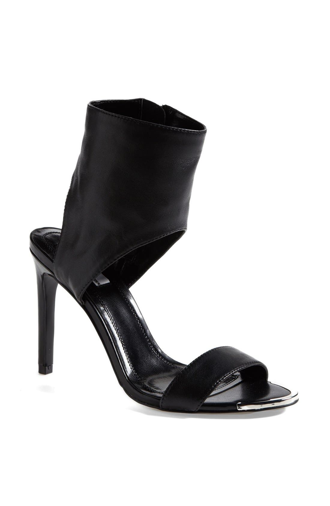 The Blonde Salad x Steve Madden 'Dallas' Sandal, Main, color, BLACK LEATHER