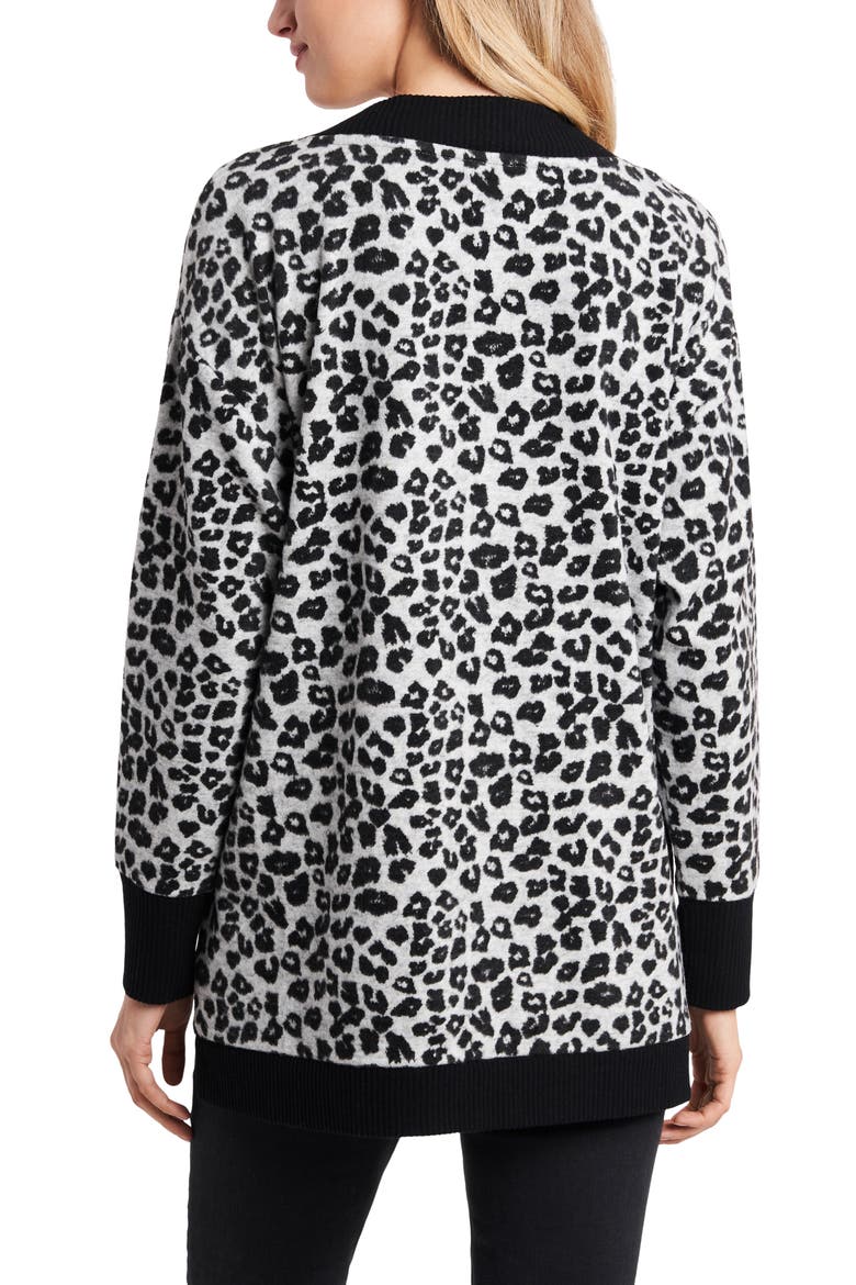 Leopard Jacquard Long Sleeve Top, Alternate, color, SILVER HEATHER