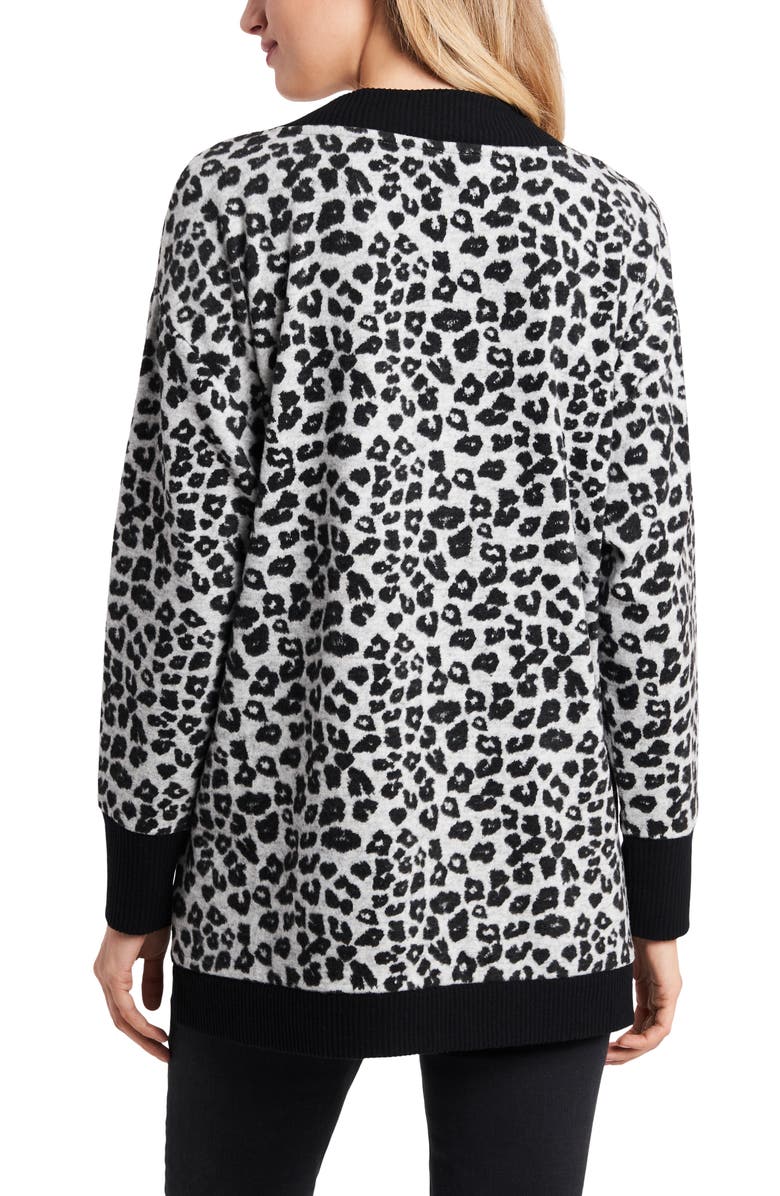 Vince Camuto Leopard Jacquard Long Sleeve Top, Alternate, color,