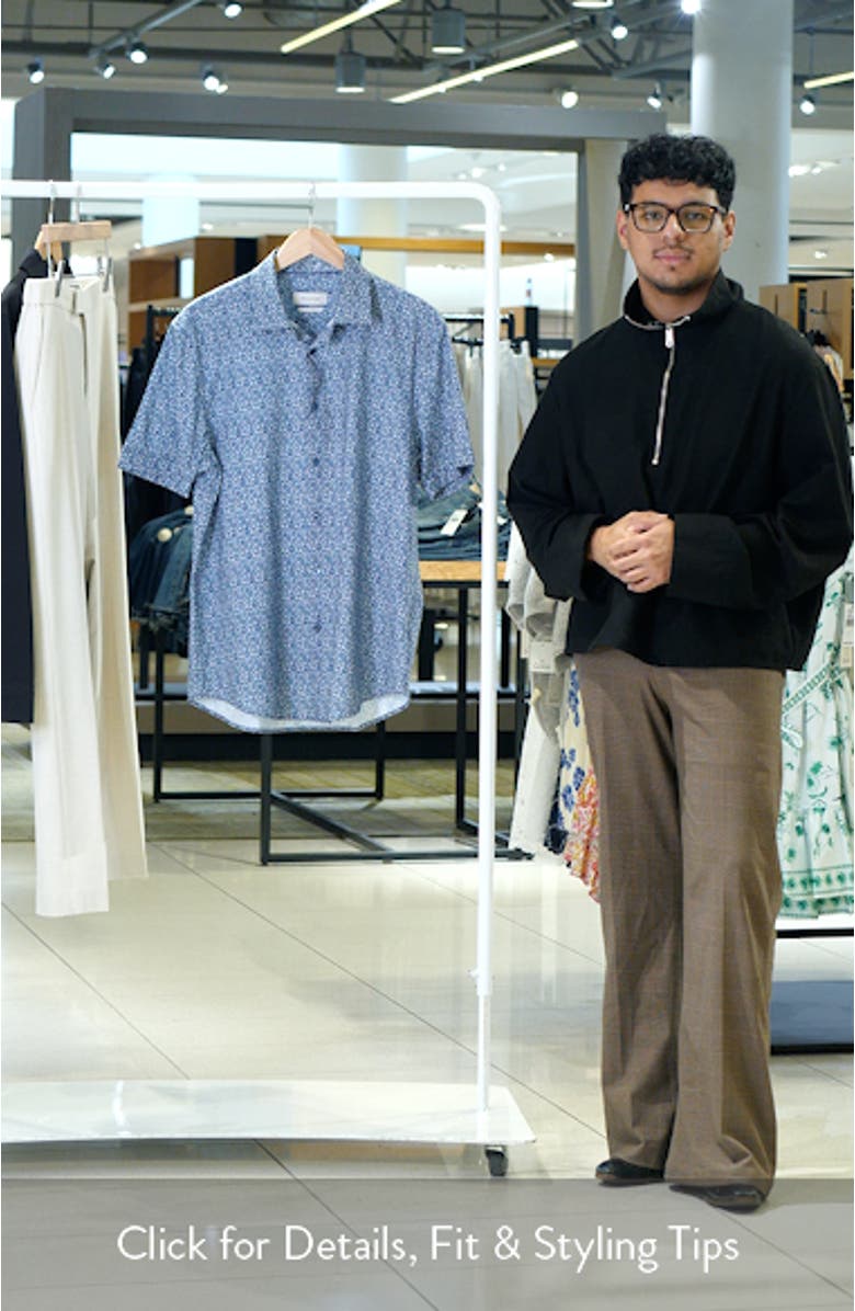Miles OoohCotton<sup>®</sup> Floral Print Short Sleeve Button-Up Shirt, sales video thumbnail