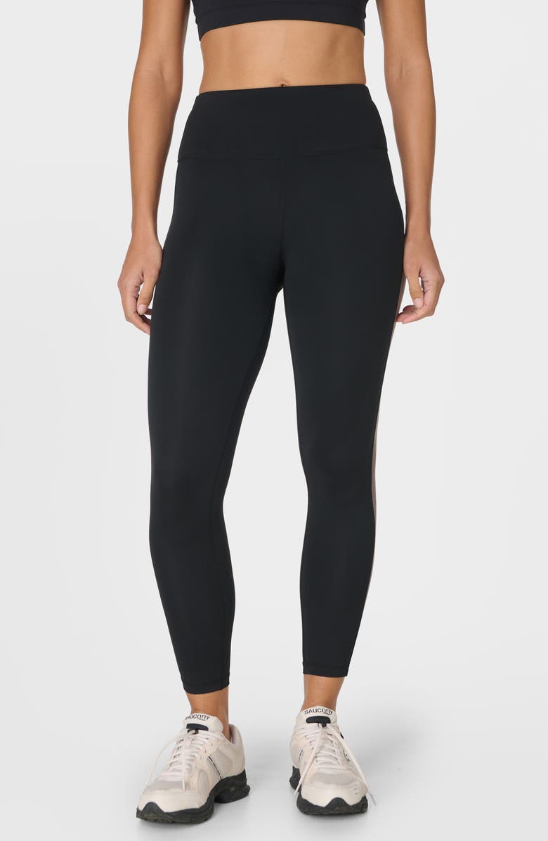 Sweaty Betty All Day 7/8 Side Stripe Leggings, Main, color, Black Taupe