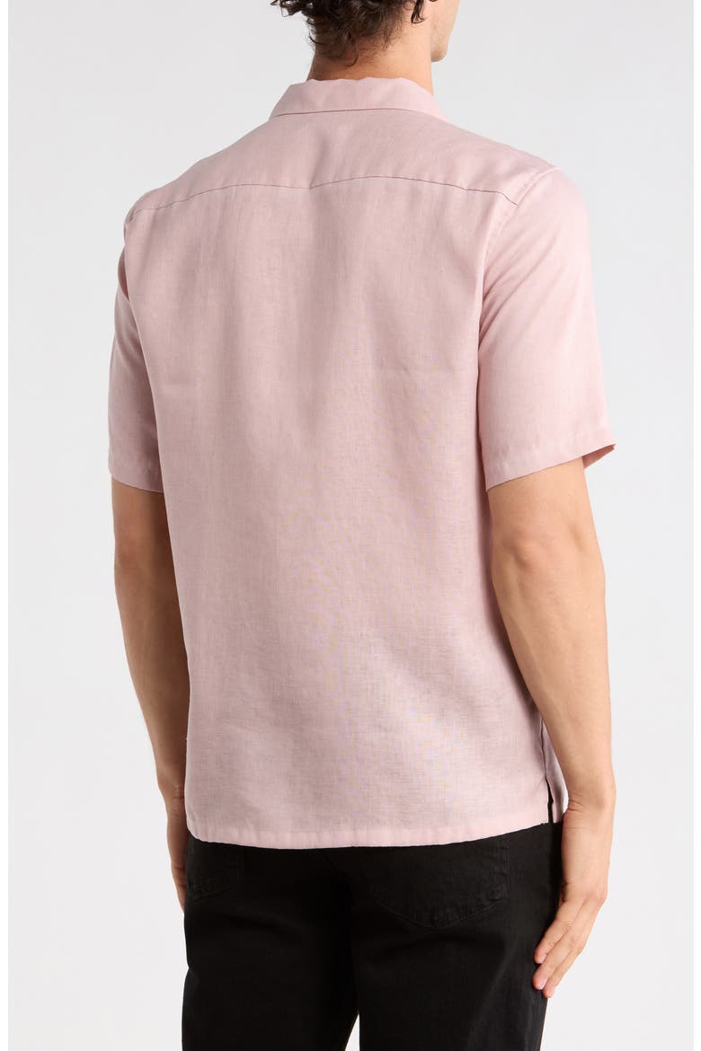 Daze Short Sleeve Linen Button-Up Shirt, Alternate, color, VIOLA