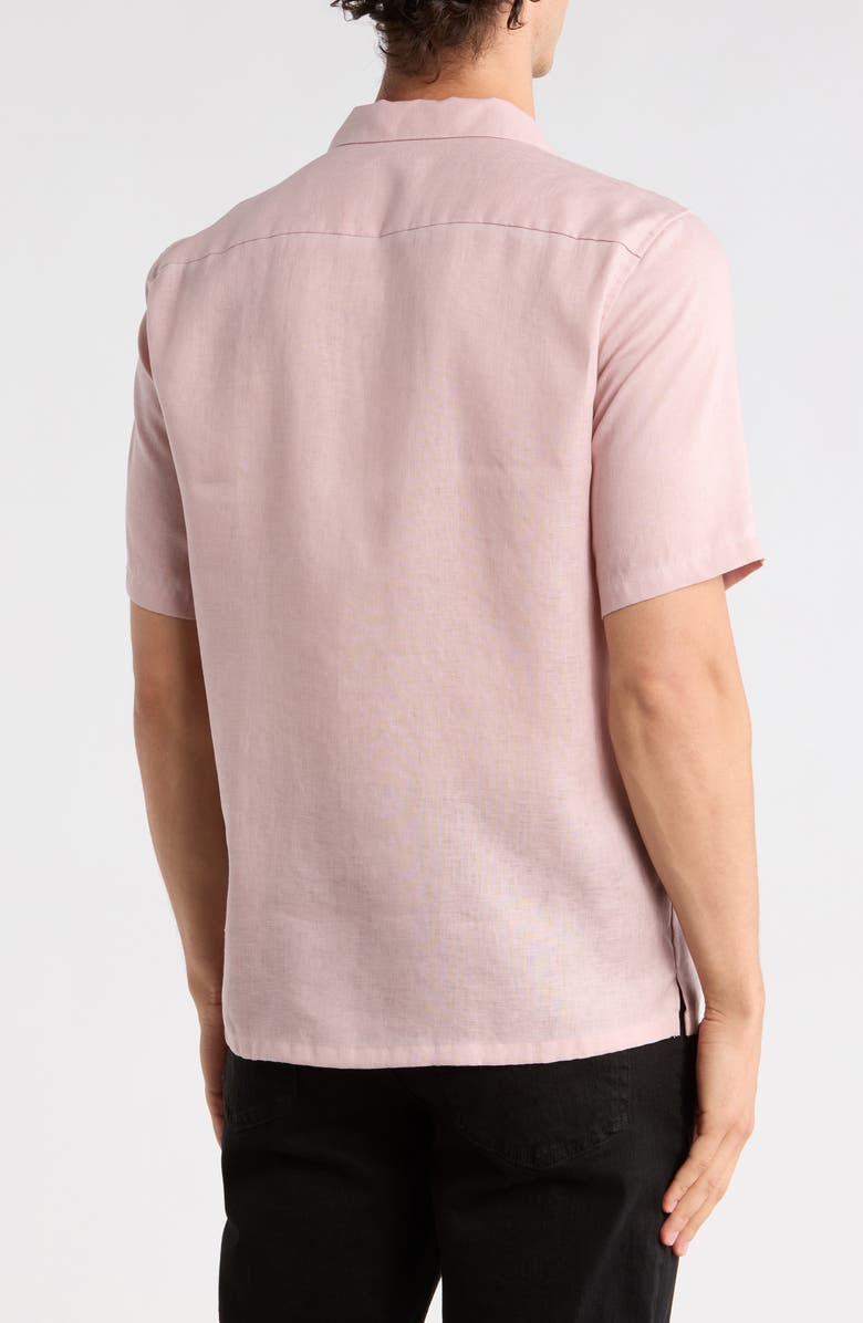 Theory Daze Short Sleeve Linen Button-Up Shirt, Alternate, color, Viola
