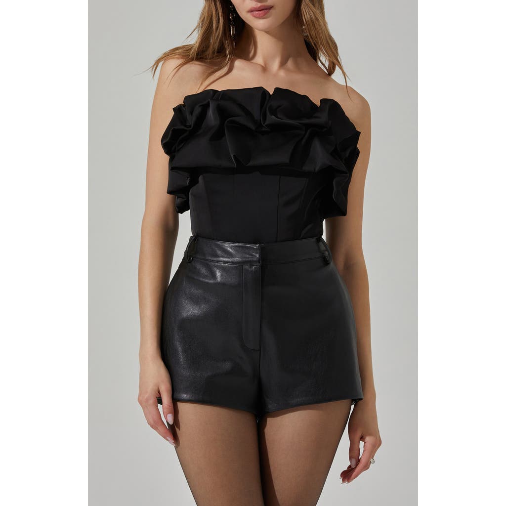 Astr The Label Sarahi Ruffle Detail Strapless Top In Black