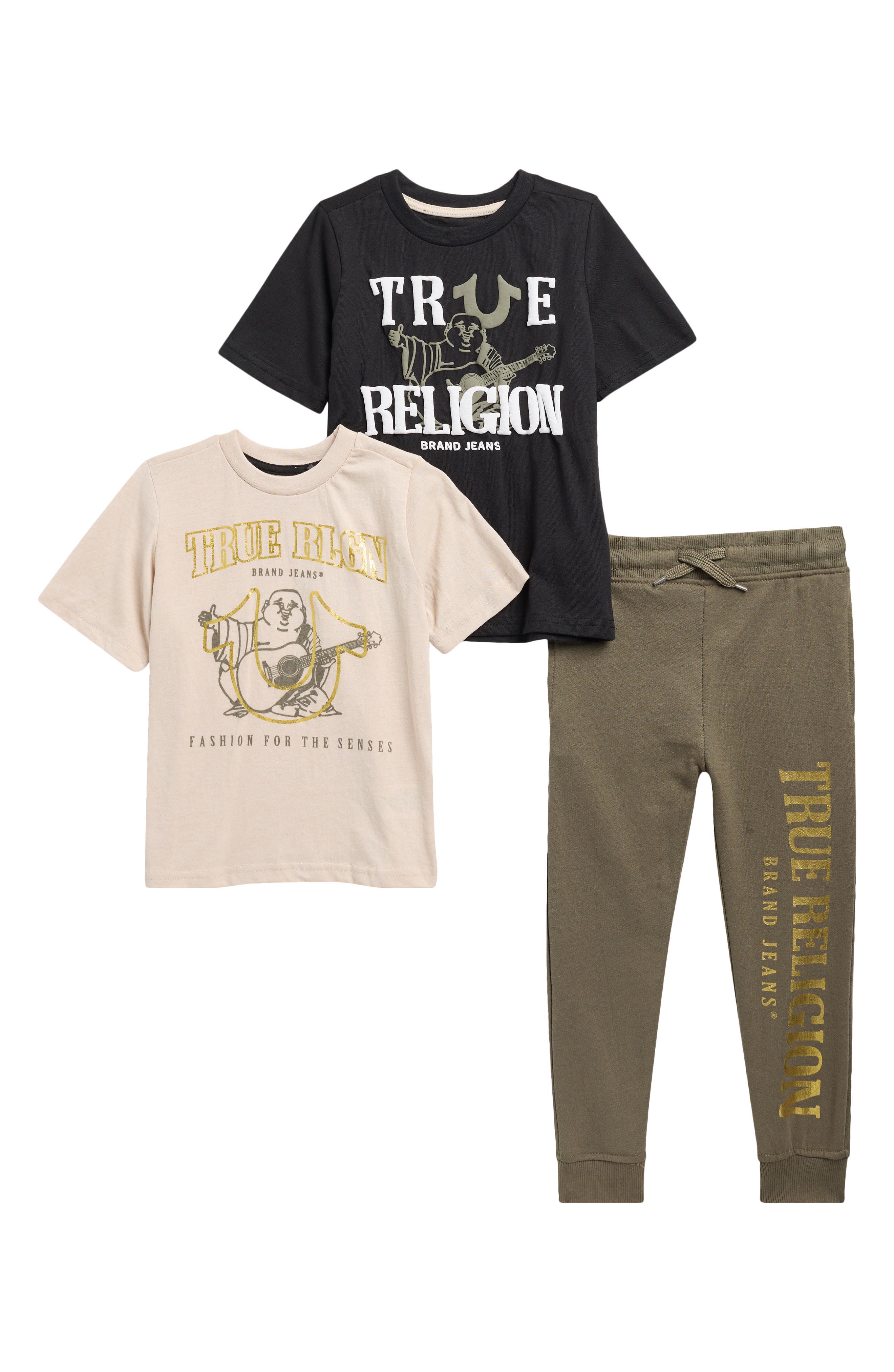 True Religion Kids' 3-Piece Graphic T-Shirt & Joggers Set