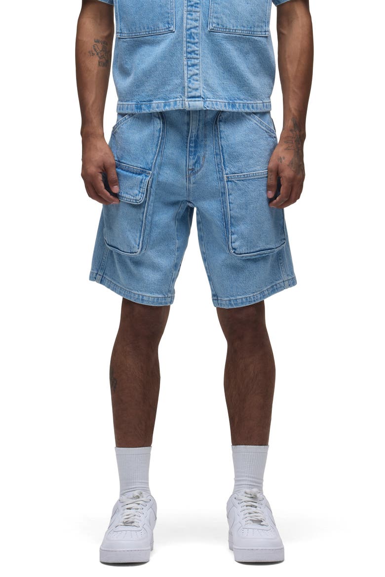 Industry Denim Cargo Shorts, Main, color, HAZY