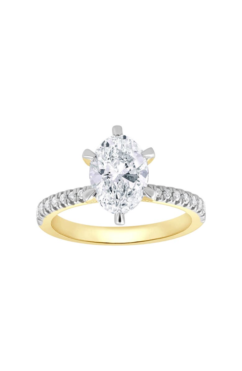 Bliss Diamond 2.63Ct TW Certified Oval Diamond Engagement Gold Ring Side Halo Lab Grown, Main, color, 