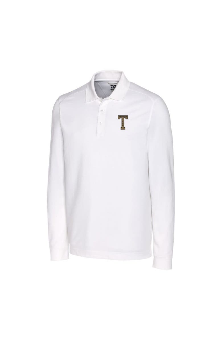 Cutter & Buck Men's Cutter & Buck White Georgia Tech Yellow Jackets Vault Advantage Tri-Blend Pique Big & Tall Long Sleeve Polo, Alternate, color, 