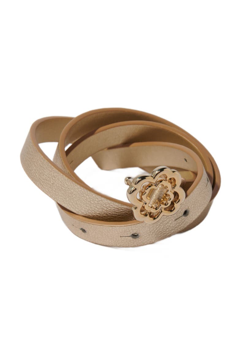Slim belt with Clover buckle, Alternate, color, Light gold