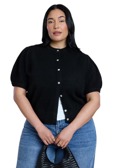 Puff Sleeve Cropped Cardigan