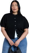 ELOQUII Puff Sleeve Cropped Cardigan
