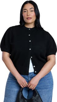 ELOQUII Puff Sleeve Cropped Cardigan