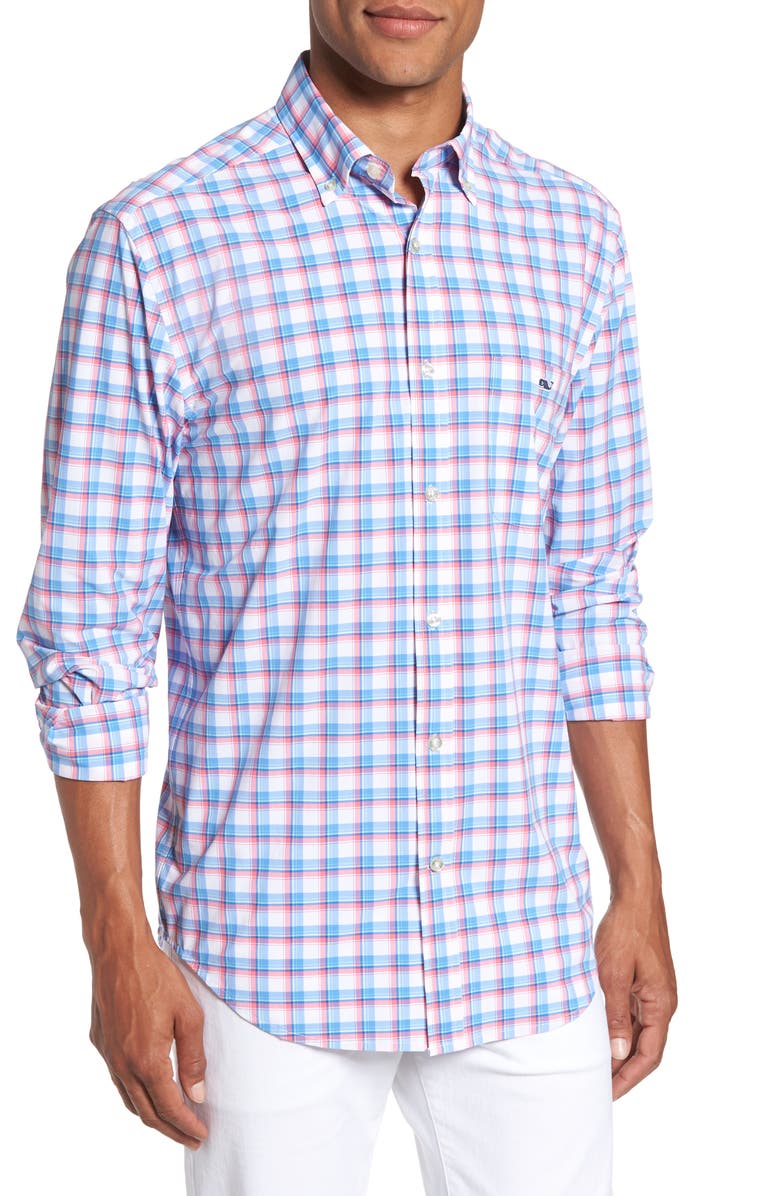 vineyard vines East Point Plaid Slim Tucker Performance Sport Shirt, Main, color, 