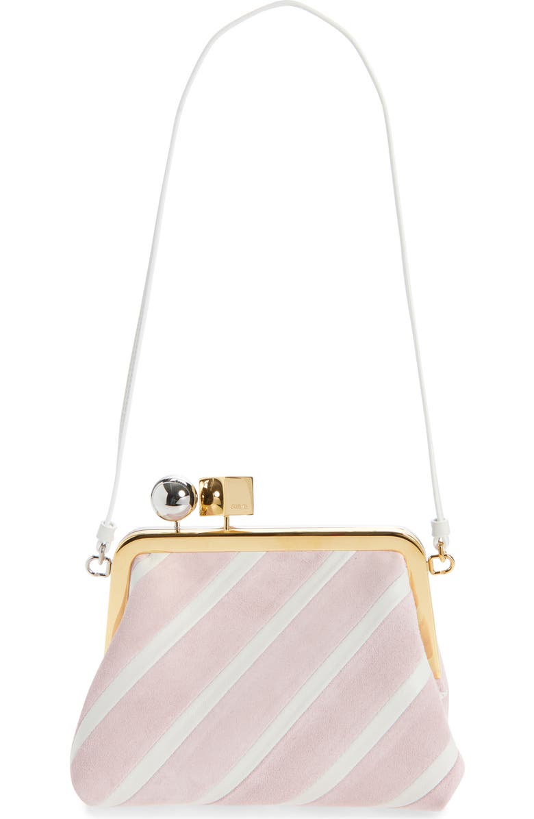 Jacquemus Le Berlingot Stripe Leather Frame Shoulder Bag, Main, color, Light Pink / White 4Rs