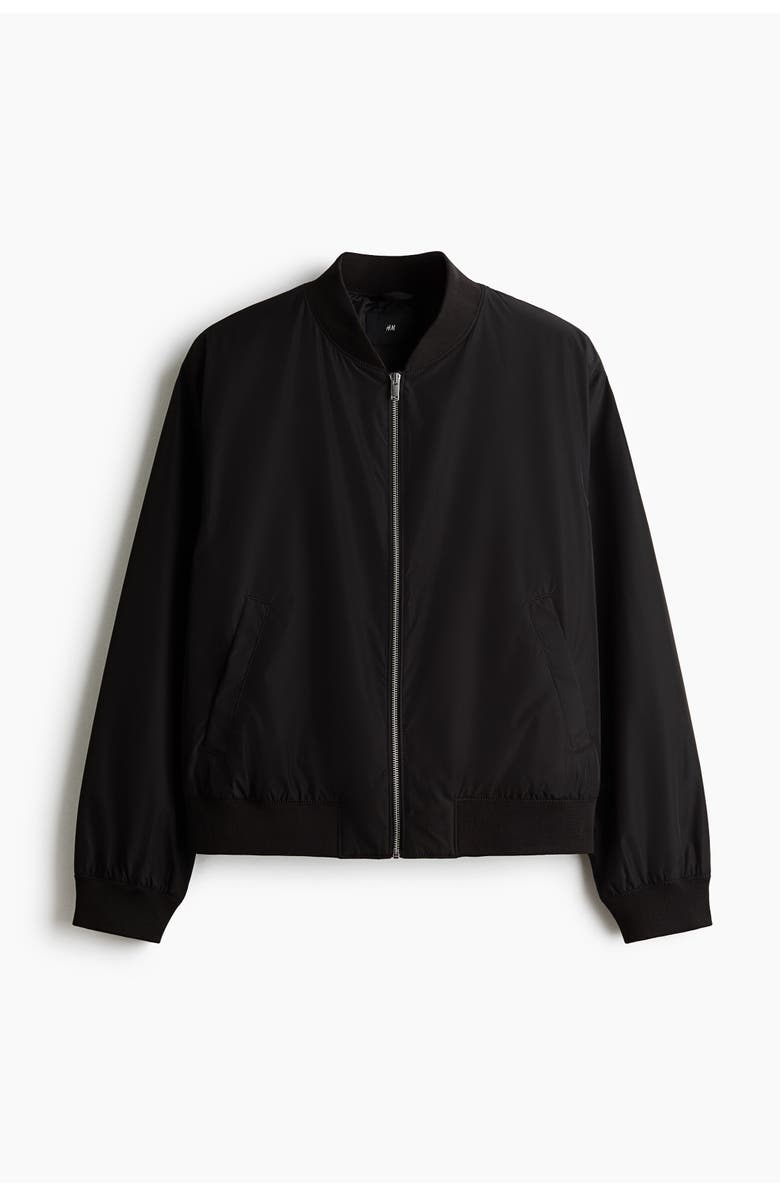H&M Lightweight Bomber Jacket, Main, color, Black