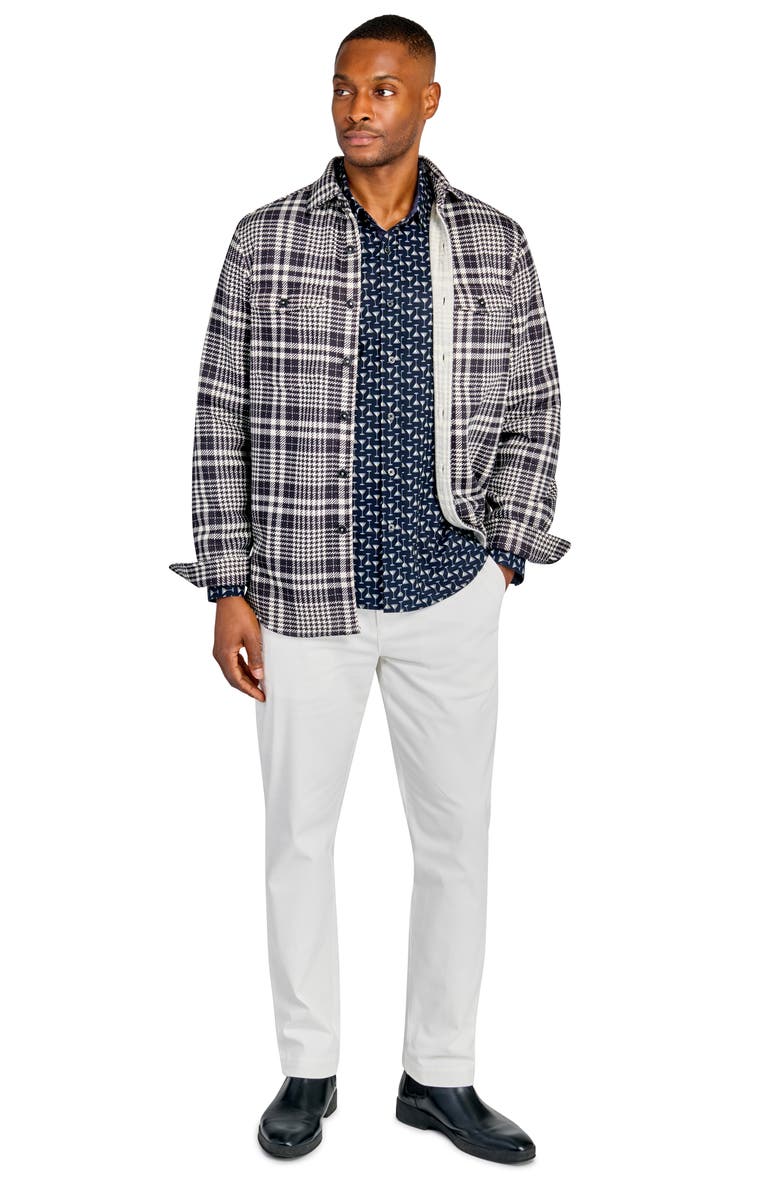 CONSTRUCT Plaid Houndstooth Shirt Jacket, Alternate, color, Black/White