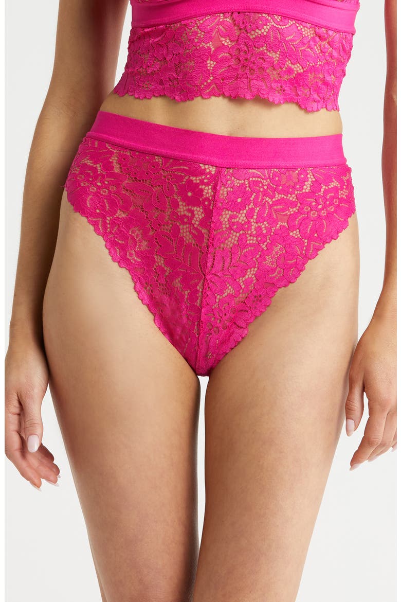 Lace High Waist Bikini, Main, color, AZALEA PINK