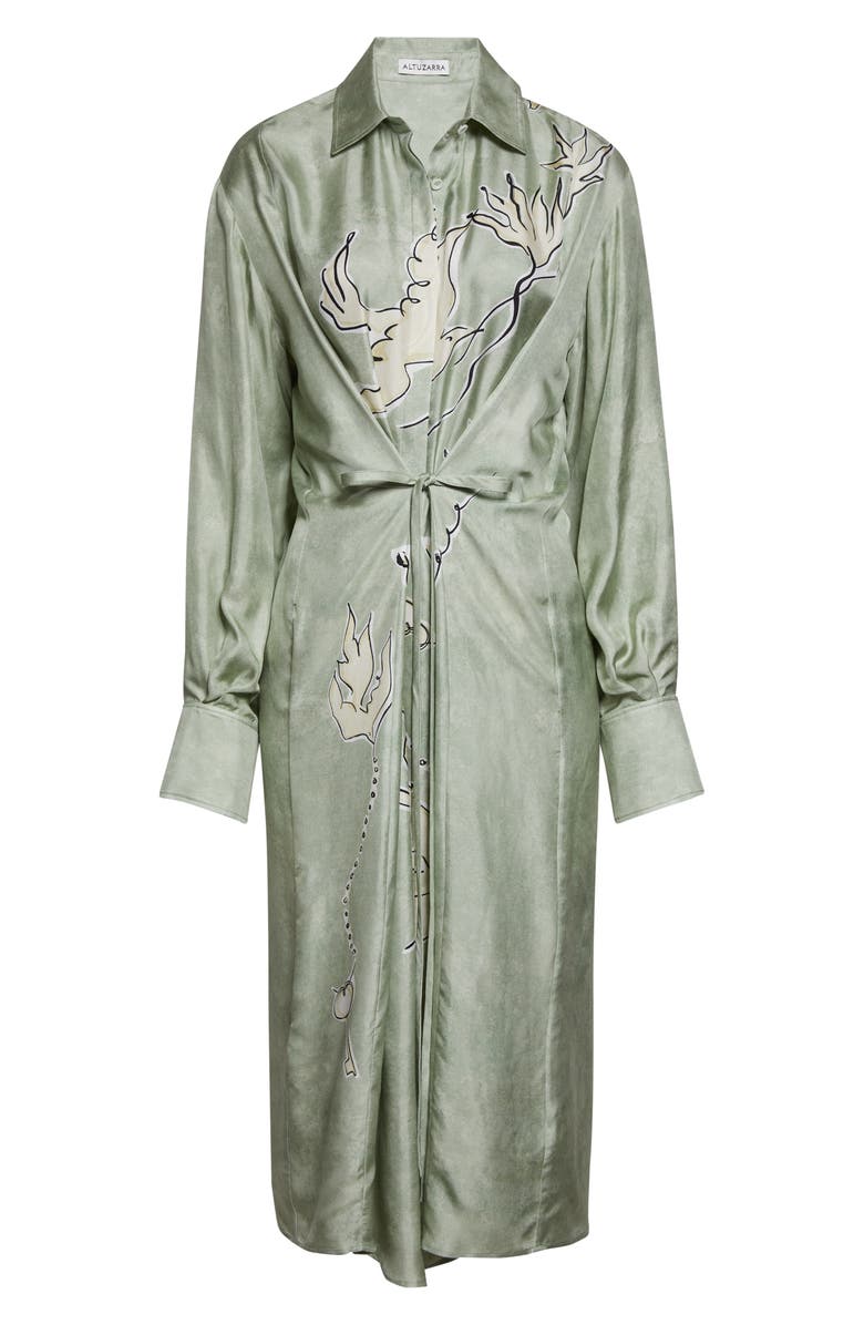 Altuzarra Floyd Long Sleeve Silk Shirtdress, Main, color, 379398 Desert Sage Bird